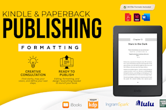 do book formatting, KDP ebook formatting and paperback layout design