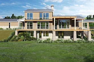 remodel residential villa home, extension outdoor living, family house rendering