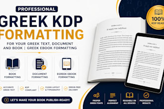 do amazon kdp format for your greek language story book, greek ebook formatting