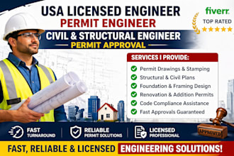 be your USA licensed engineer for permit civil structural engineer approval