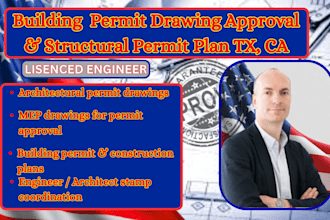 usa building permit drawing approval and structural permit plan tx, ca