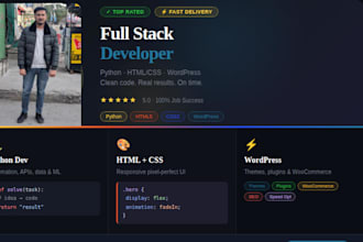 python wordpress developer, custom website with HTML and CSS