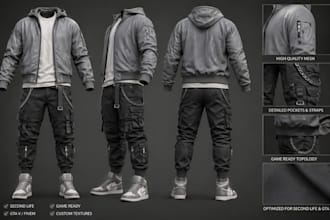design rig texture 3d clothing for second life mesh gta vrchat fivem sims peds