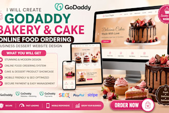 create godaddy bakery cake online food ordering business dessert website design