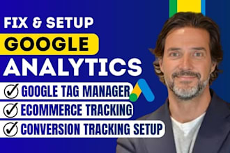 fix and setup ga4 google tag manager, ecommerce and server side tracking, gtm