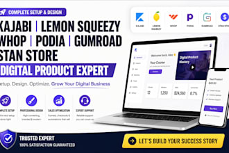 setup kajabi lemon squeezy whop podia gumroad stan store digital product design