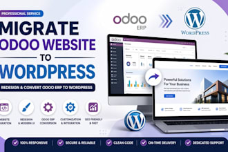 migrate odoo website to wordpress, redesign and convert odoo erp to wordpress