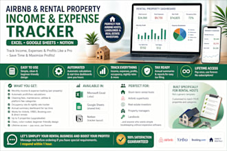 airbnb vbro property rental income expense profit financial tracker spreadsheet