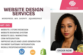 revamp wix website, redesign shopify store, revamp wordpress website squarespace