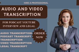 transcribe audio and video podcast youtube interview legal transcription