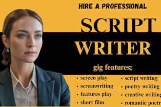 write movie script feature film screenplay, short film screenwriting