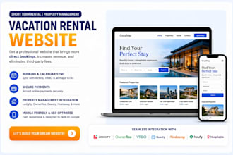 create vacation rental website, short term rental website, property management