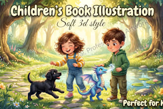 illustrate 3d children story book illustration, children book illustration