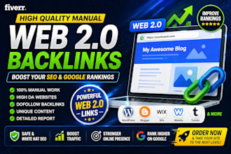 build premium web 20 backlinks with SEO optimized content for ranking