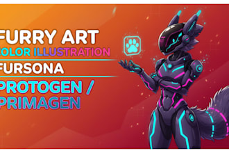 do furry reference sheet protogen primagen fursona color illustration furry art