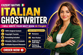 be your italian ghostwriter for ebook and book, fiction and nonfiction books