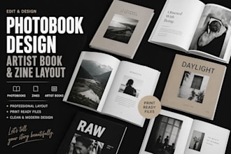 design a stunning photobook, artist book or zine with professional layout