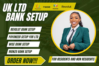 setup UK ltd company and open wise, monzo, revolut, and payoneer bank accounts