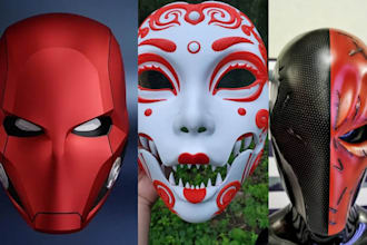 create 3d mask 3d helmet, anime mask 3d cosplay armor stl for 3d printing