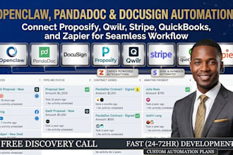 openclaw pandadoc docusign proposify qwilr stripe quickbooks zapier automation