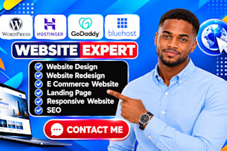 design wordpress website on godaddy hostinger namecheap bluehost dreamhost ionos
