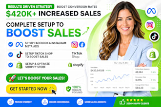 setup facebook and instagram meta ads, tik tok shop to boost shopify store sales