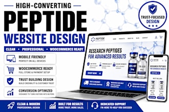 build clean fda compliant peptide or research peptide website that builds trust