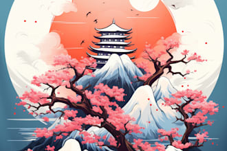 japanese t shirt illustration and t shirt design