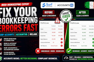 fix surf accounts and accountsiq bookkeeping errors for irish businesses