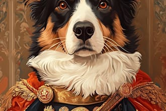 illustrate amazing pet portrait painting