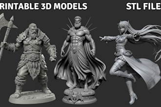sculpt 3d model, toys action figure, 3d statue 3d character stl for 3d printing