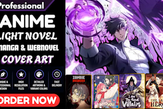 design stunning anime light novel, manga, webtoon, or webnovel cover art