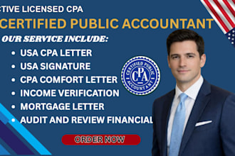 prepare US CPA letter CPA comfort letter income verification CPA mortgage letter