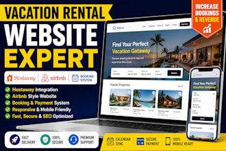 design hostaway vacation rental website, airbnb website for more booking