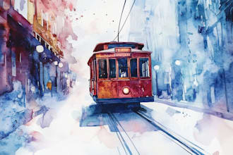 hand paint a stylised watercolor illustration