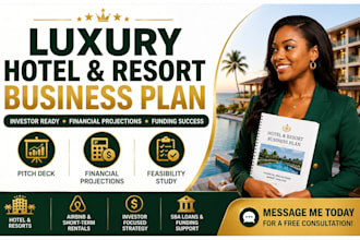 write luxury hotel resort airbnb business plan with  financial projections