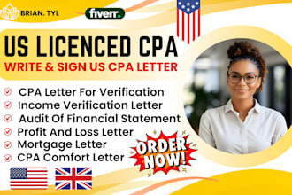 provide US CPA letter CPA comfort letter and income verification letter