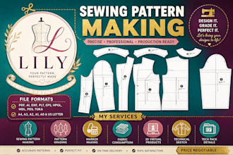 create digital sewing  pattern garment pattern clothing design and grade IT