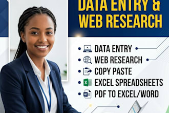 do professional data entryweb research and copy paste tasks