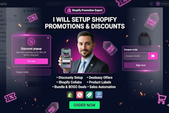setup shopify promotion discounty dealeasy shopify collabs product labels apps