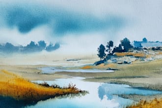 do creative watercolor landscape art