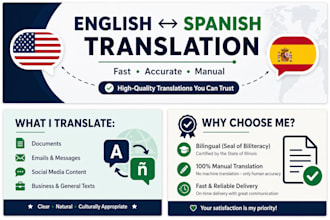 translate english to spanish and spanish to english manually
