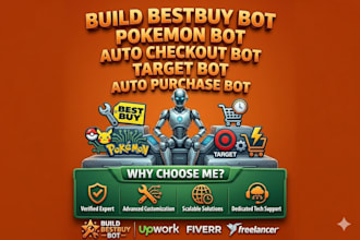build bestbuy bot, pokemon bot, auto checkout bot, target bot, auto purchase bot
