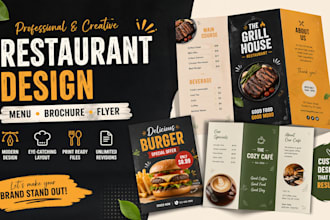 design  a professional restaurant menu, brochure or flyer design