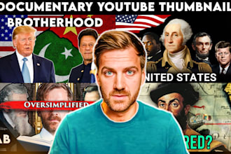 design high quality history documentary youtube thumbnail like johnny harris