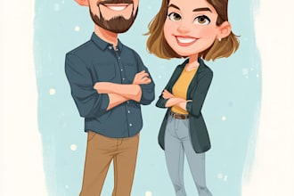do couple caricature illustration for you