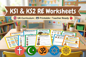 design customized UK curriculum based religious education worksheets