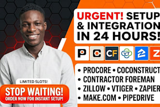 setup procore co construct contractor foreman zillow vtiger zapier make com