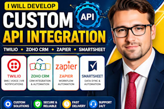 develop custom api integration twillo zoho crm zapier integrate api smartsheet