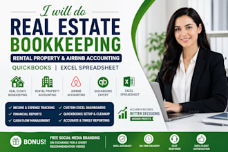 do real estate bookkeeping, rental property,  airbnb accounting  using quickbook